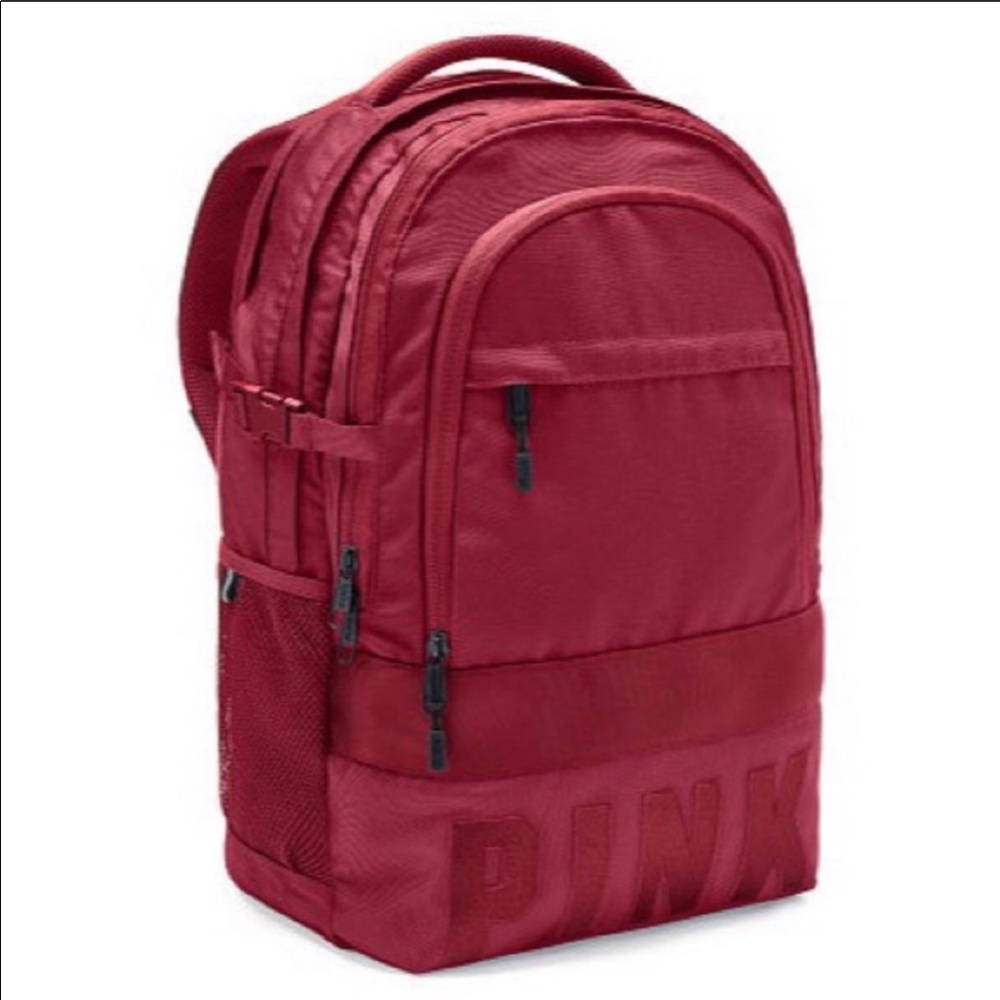 Pink VS collegiate red backpack 🎒